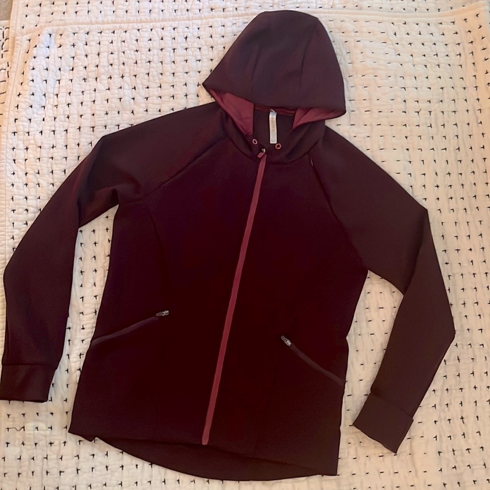 Active wear zip up sweatshirt with hood hoodie burgundy / cranberry fabletics